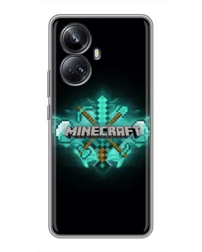 Чехол для Realme 10 Pro Plus с картинкой «Minecraft Diamond лого» Чехол для Realme 10 Pro Plus с картинкой «Minecraft Diamond лого»