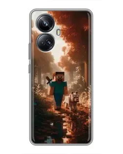 Чехол для Realme 10 Pro Plus с картинкой «Стив в лесу»