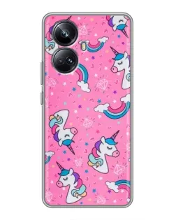 Чехол для Realme 10 Pro Plus с картинкой «Unicorn паттерн розовый»