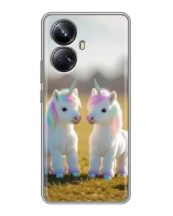 Чехол для Realme 10 Pro Plus с картинкой «Пара единорогов»