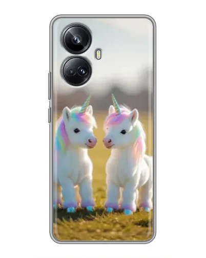 Чехол для Realme 10 Pro Plus с картинкой «Пара единорогов»