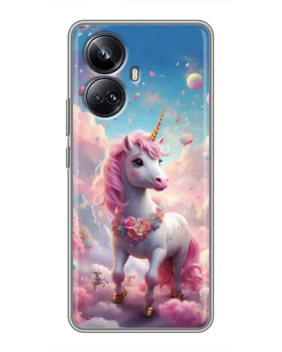 Чехол для Realme 10 Pro Plus с картинкой «Единорог среди облаков»