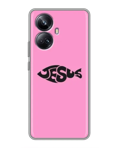 Чехол для Realme 10 Pro Plus с картинкой «Розовый символ Jesus» Чехол для Realme 10 Pro Plus с картинкой «Розовый символ Jesus»