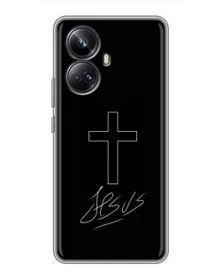 Чехол для Realme 10 Pro Plus с картинкой «Графический крест Jesus»