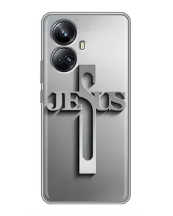 Чехол для Realme 10 Pro Plus с картинкой «Металлический крест Jesus»