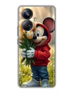Чехол для Realme 10 Pro Plus с картинкой «Микки с тюльпанами»