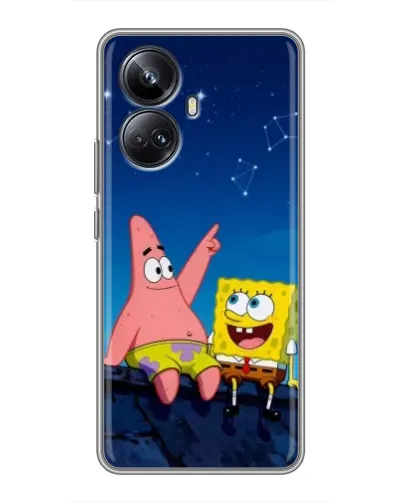 Чехол для Realme 10 Pro Plus с картинкой «Губка Боб и Патрик ночью»