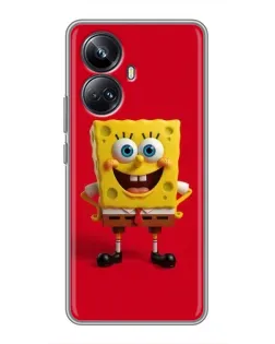 Чехол для Realme 10 Pro Plus с картинкой «Спанч Боб на красном»