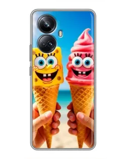 Чехол для Realme 10 Pro Plus с картинкой «Спанч Боб мороженое»