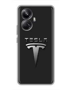 Чехол для Realme 10 Pro Plus с картинкой «Стальной логотип Tesla»