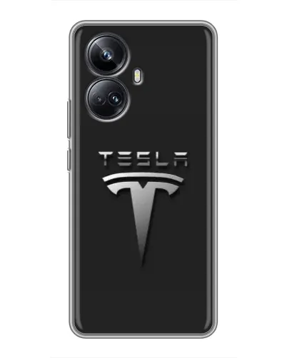 Чехол для Realme 10 Pro Plus с картинкой «Стальной логотип Tesla» Чехол для Realme 10 Pro Plus с картинкой «Стальной логотип Tesla»