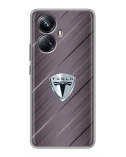 Чехол для Realme 10 Pro Plus с картинкой «Металлическая текстура Tesla»