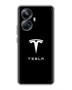 Чехол для Realme 10 Pro Plus с картинкой «Tesla White Logo»