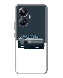 Чехол для Realme 10 Pro Plus с картинкой «Серебристый Cybertruck Tesla»