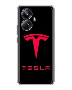 Чехол для Realme 10 Pro Plus с картинкой «Tesla Red Logo»