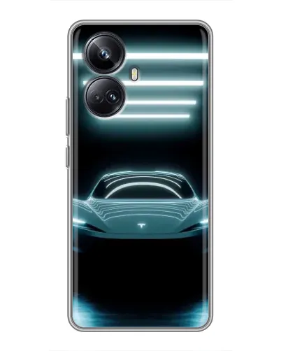 Чехол для Realme 10 Pro Plus с картинкой «Tesla в неоне» Чехол для Realme 10 Pro Plus с картинкой «Tesla в неоне»