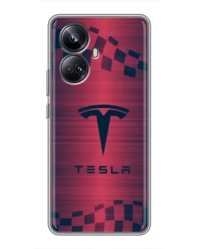 Чехол для Realme 10 Pro Plus с картинкой «Тесла красный карбон» Чехол для Realme 10 Pro Plus с картинкой «Тесла красный карбон»