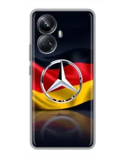Чехол для Realme 10 Pro Plus с картинкой «Mercedes — флаг Германии»
