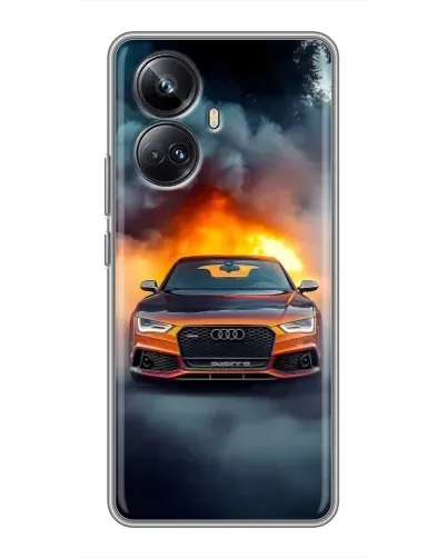 Чехол для Realme 10 Pro Plus с картинкой «Audi в огненном дыму»