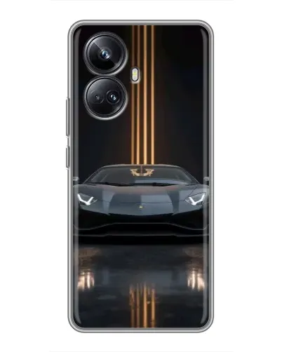 Чехол для Realme 10 Pro Plus с картинкой «Lamborghini золотые линии»