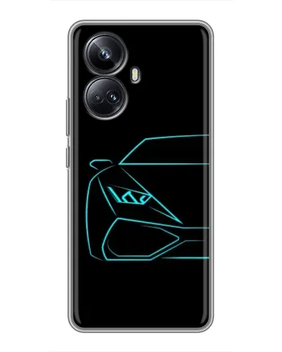 Чехол для Realme 10 Pro Plus с картинкой «Голубой силуэт Lamborghini»