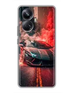 Чехол для Realme 10 Pro Plus с картинкой «Lamborghini красный дым»