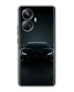 Чехол для Realme 10 Pro Plus с картинкой «Черный Lamborghini Aventador»