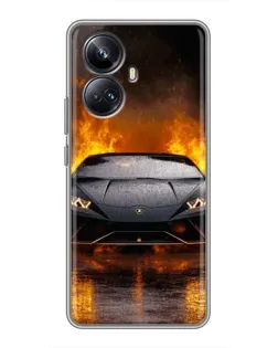 Чехол для Realme 10 Pro Plus с картинкой «Lamborghini в огне»