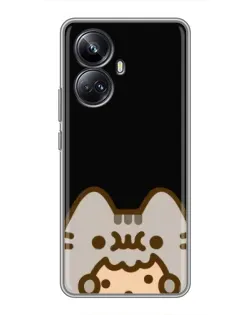 Чехол для Realme 10 Pro Plus с картинкой «Пушин на черном»