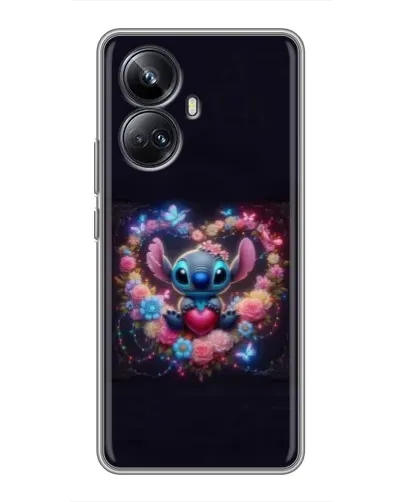 Чехол для Realme 10 Pro Plus с картинкой «Stitch в цветах»
