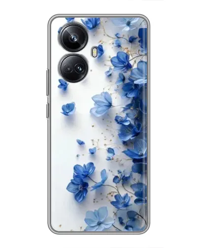 Чехол для Realme 10 Pro Plus с картинкой «Голубой цветочный каскад»