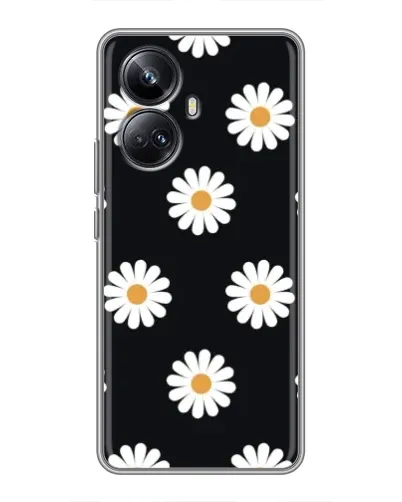 Чехол для Realme 10 Pro Plus с картинкой «Ромашки на черном»