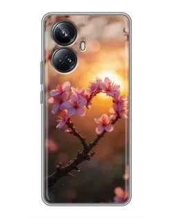 Чохол для Realme 10 Pro Plus з картинкою «Рожевий цвіт сердечко на тлі заходу» Чохол для Realme 10 Pro Plus з картинкою «Рожевий цвіт сердечко на тлі заходу»