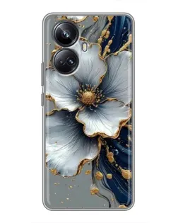 Чохол для Realme 10 Pro Plus з картинкою «Біла квітка та золотий флюїд» Чохол для Realme 10 Pro Plus з картинкою «Біла квітка та золотий флюїд»