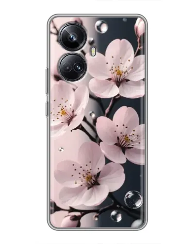 Чехол для Realme 10 Pro Plus с картинкой «Нежная сакура и капли» Чехол для Realme 10 Pro Plus с картинкой «Нежная сакура и капли»
