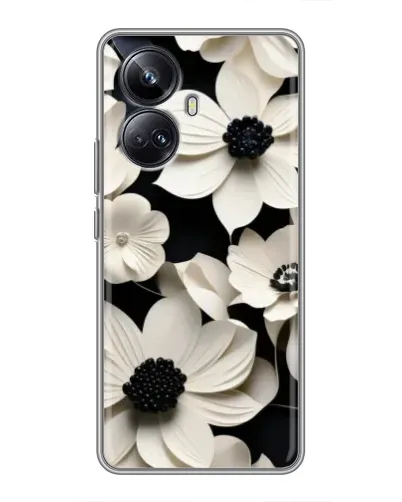 Чехол для Realme 10 Pro Plus с картинкой «Объемные белые цветы»