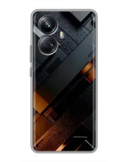 Чехол для Realme 10 Pro Plus с картинкой «Черные геометрические блоки»