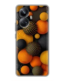 Чехол для Realme 10 Pro Plus с картинкой «Объемные оранжевые сферы»