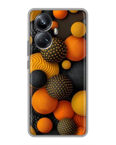 Чехол для Realme 10 Pro Plus с картинкой «Объемные оранжевые сферы»