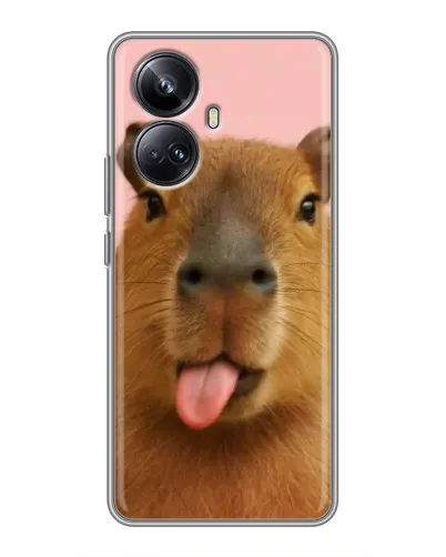 Чехол для Realme 10 Pro Plus с картинкой «Капибара с языком»
