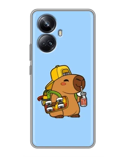 Чехол для Realme 10 Pro Plus с картинкой «Капибара на скейте»