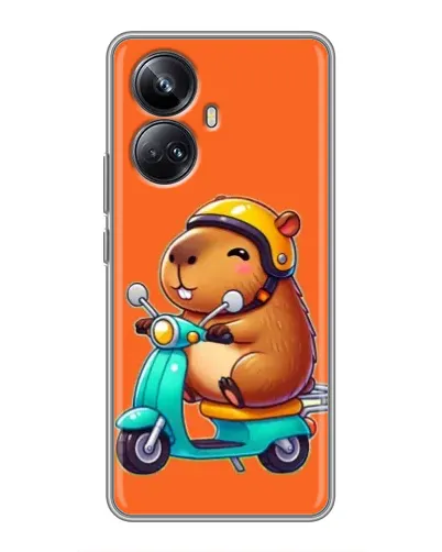 Чехол для Realme 10 Pro Plus с картинкой «Капибара на скутере»