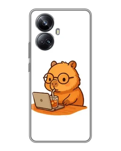 Чехол для Realme 10 Pro Plus с картинкой «Капибара с ноутбуком»