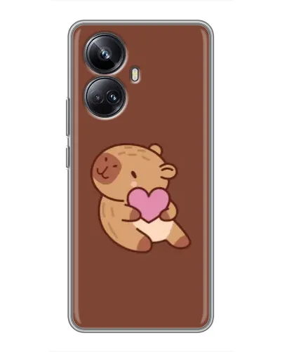 Чехол для Realme 10 Pro Plus с картинкой «Капибара с сердцем»
