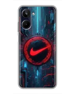 Чехол для Realme 10 с картинкой «Техногенный стиль Nike»