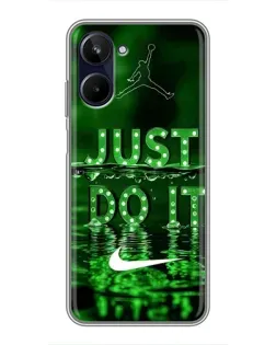 Чехол для Realme 10 с картинкой «Зеленый неоновый Nike»