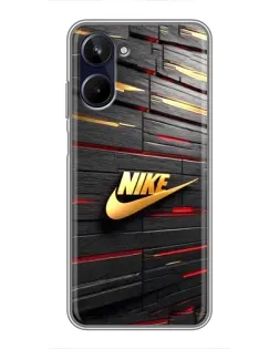 Чехол для Realme 10 с картинкой «Золотой Nike на металле»