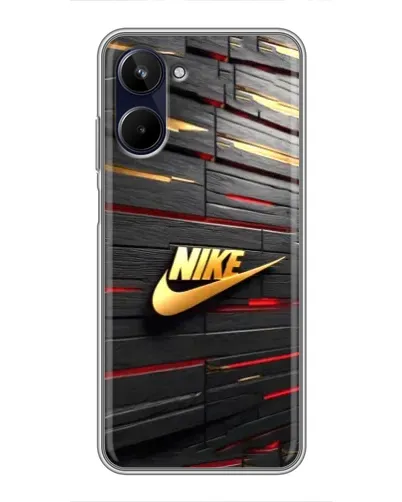 Чехол для Realme 10 с картинкой «Золотой Nike на металле»