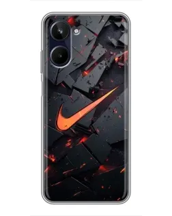 Чехол для Realme 10 с картинкой «Nike — эффект разломов»