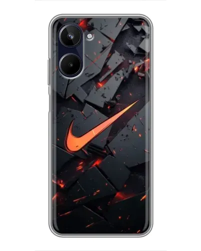 Чехол для Realme 10 с картинкой «Nike — эффект разломов»